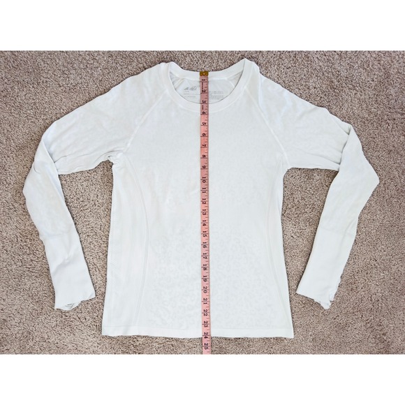 Avia Womens White Leopard Print Seamless Long Sleeve Top Thumbholes Size M - Picture 6 of 9